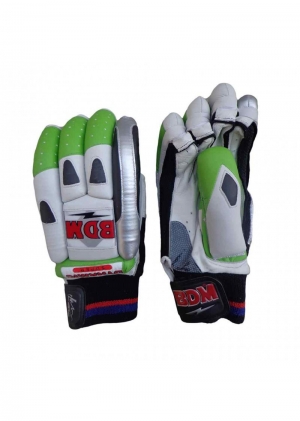 BDM Dynamic Super Cricket Batting Gloves White Black & Lime